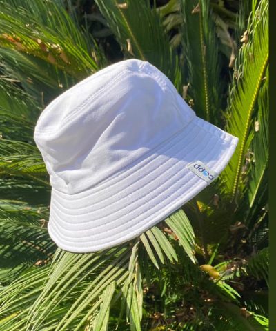 White bucket hat