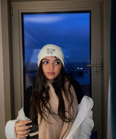White “Better Late than Ugly” beanie