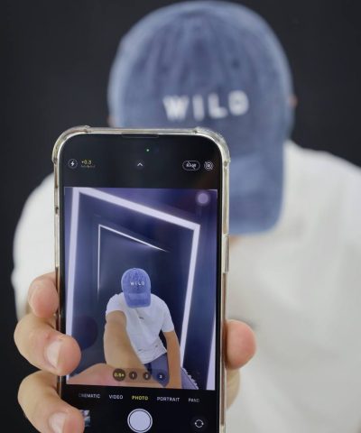 Light Blue “WILD” washed cap