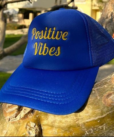 “Positive Vibes” blue trucker